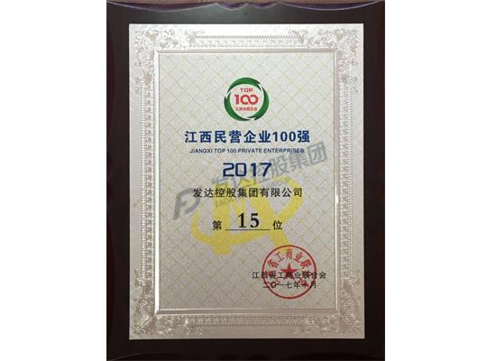 2017年江西省民營企業(yè)百強第十五位